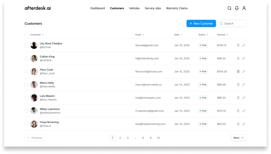 AfterDesk.ai Service Advisor Interface